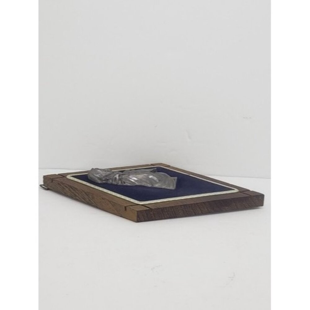 Peltro Cesellato a Mano Pewter Madonna Mary with Child Blue Velvet made in Italy - Picture 3 of 4